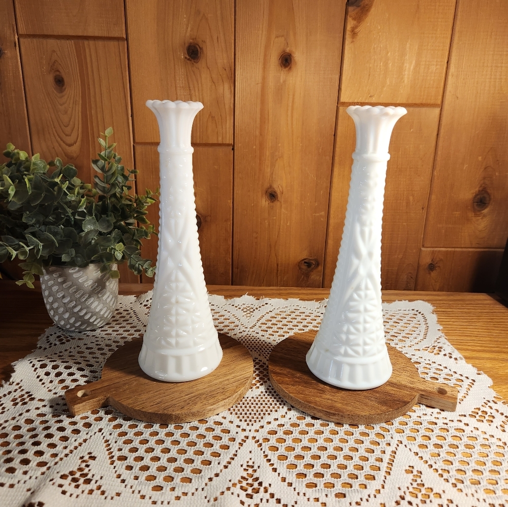 Milk glass fluted bud vase